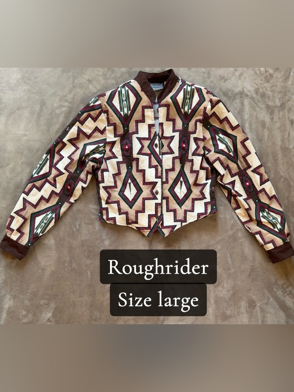 Vintage Roughrider Women's Button-Down Jacket - Cream & Brown